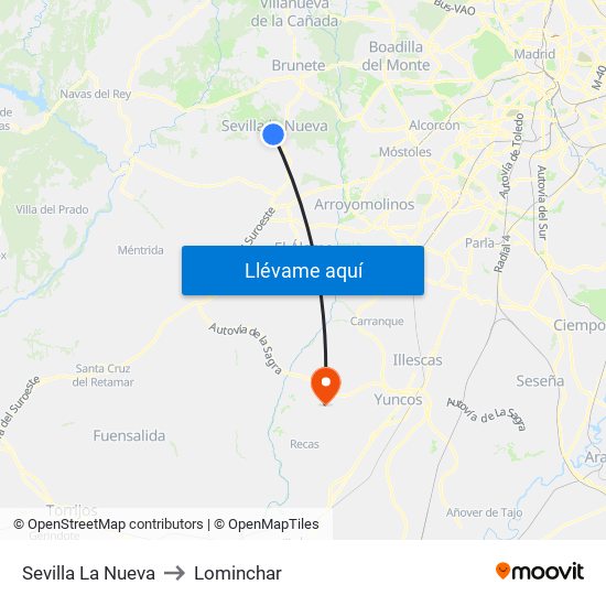 Sevilla La Nueva to Lominchar map