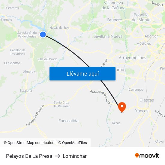 Pelayos De La Presa to Lominchar map