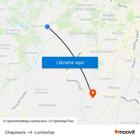 Chapinería to Lominchar map