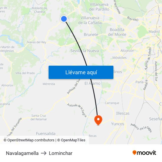 Navalagamella to Lominchar map