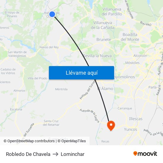 Robledo De Chavela to Lominchar map
