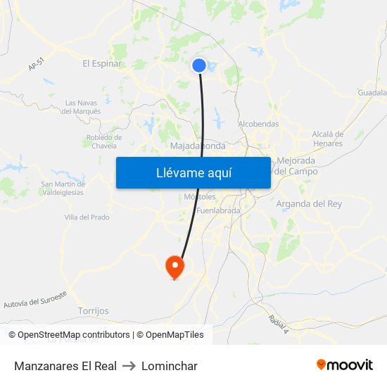 Manzanares El Real to Lominchar map