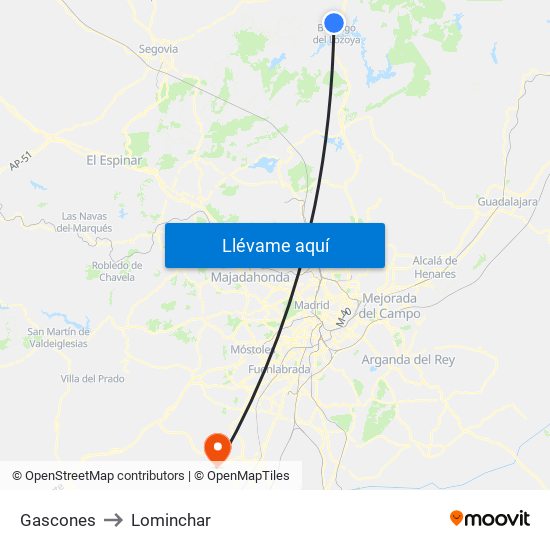 Gascones to Lominchar map