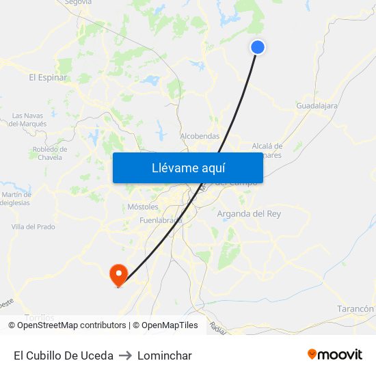 El Cubillo De Uceda to Lominchar map