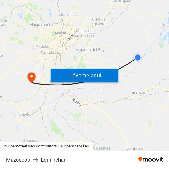 Mazuecos to Lominchar map