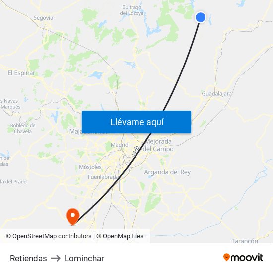Retiendas to Lominchar map