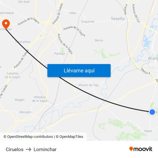 Ciruelos to Lominchar map