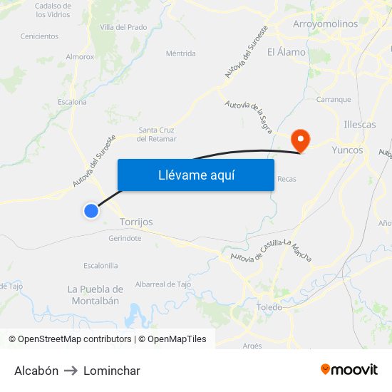 Alcabón to Lominchar map