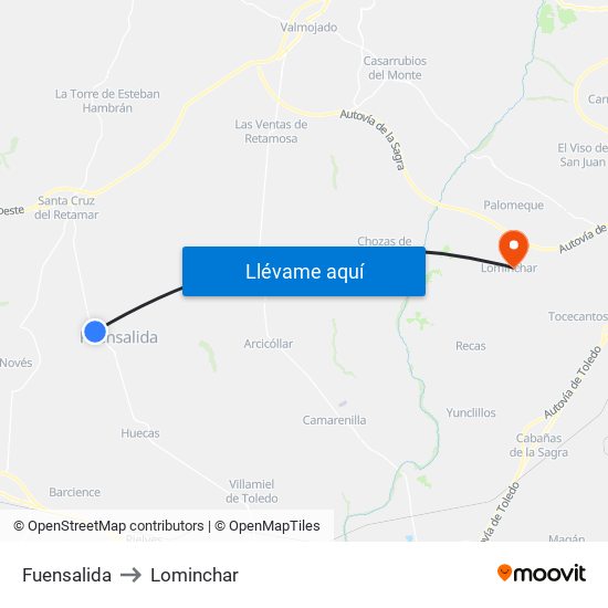Fuensalida to Lominchar map