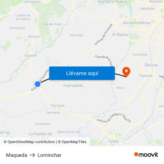 Maqueda to Lominchar map