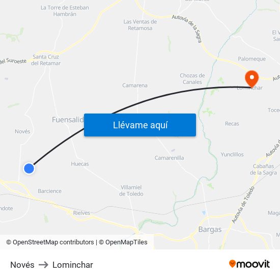 Novés to Lominchar map