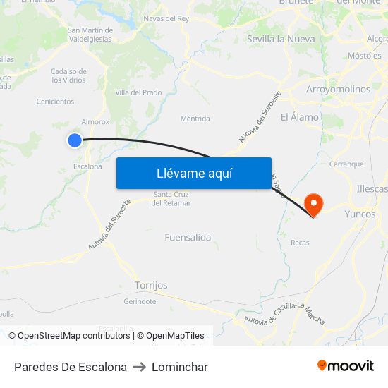 Paredes De Escalona to Lominchar map