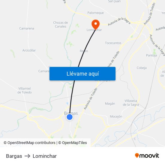 Bargas to Lominchar map