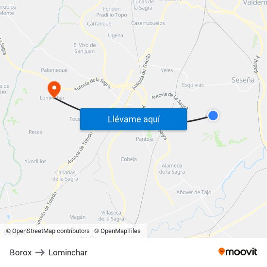 Borox to Lominchar map