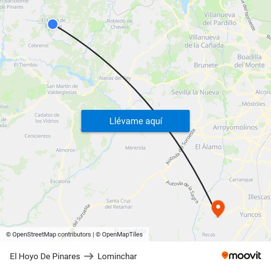 El Hoyo De Pinares to Lominchar map