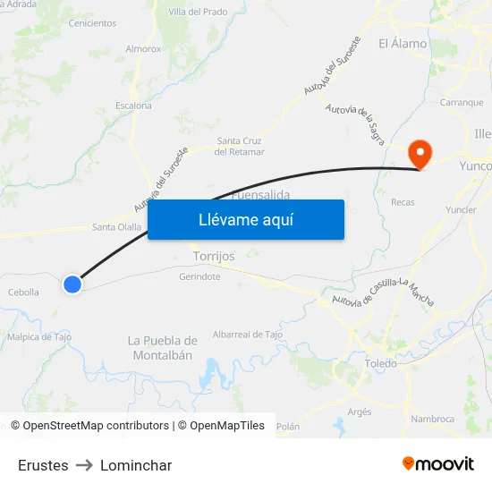 Erustes to Lominchar map
