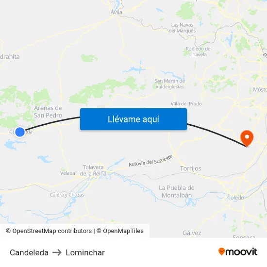 Candeleda to Lominchar map