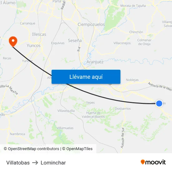 Villatobas to Lominchar map