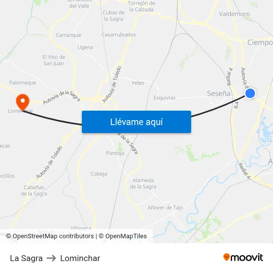 La Sagra to Lominchar map