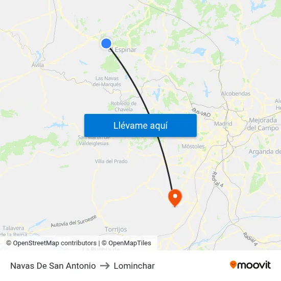 Navas De San Antonio to Lominchar map