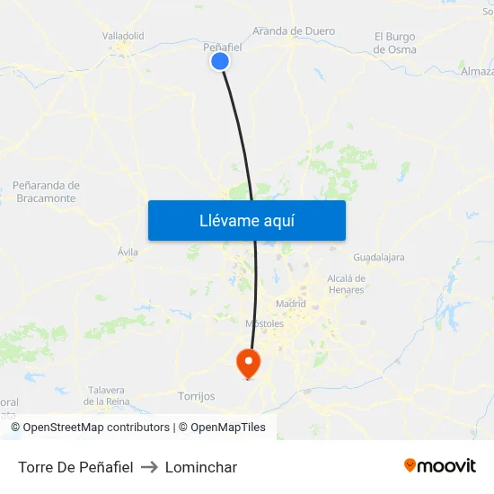 Torre De Peñafiel to Lominchar map