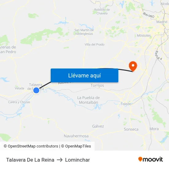 Talavera De La Reina to Lominchar map