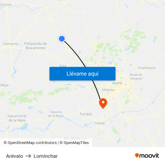 Arévalo to Lominchar map