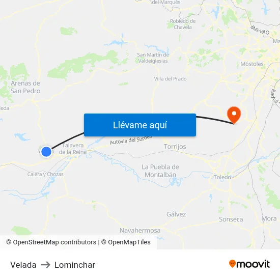 Velada to Lominchar map
