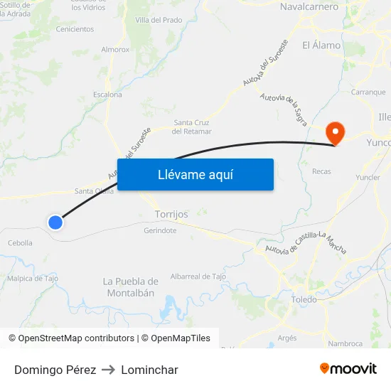 Domingo Pérez to Lominchar map