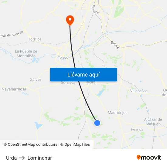 Urda to Lominchar map
