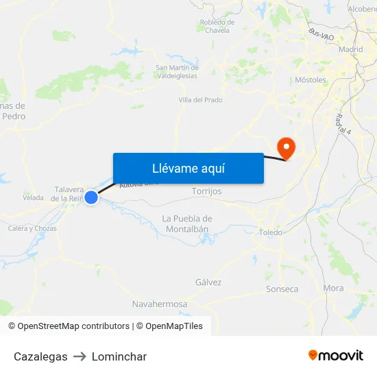 Cazalegas to Lominchar map