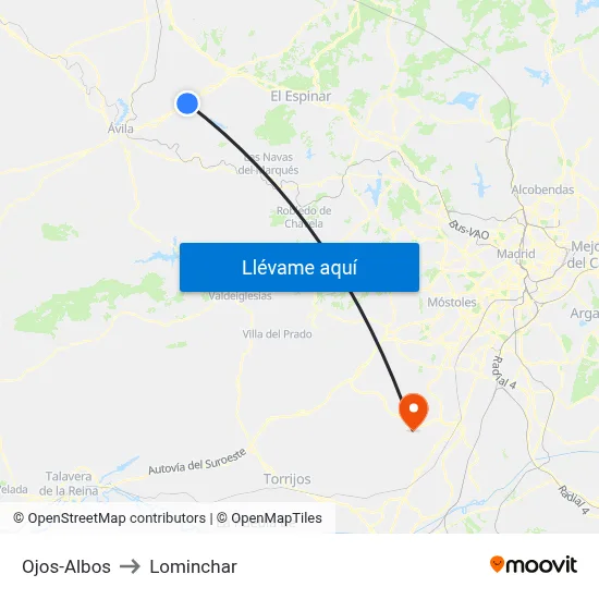 Ojos-Albos to Lominchar map
