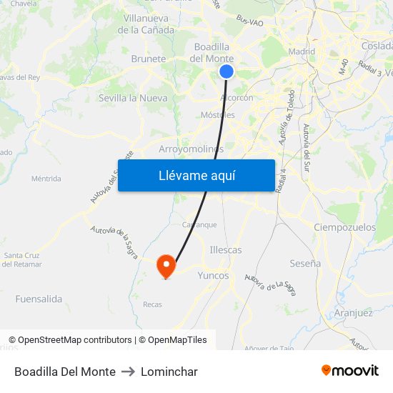 Boadilla Del Monte to Lominchar map
