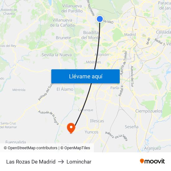 Las Rozas De Madrid to Lominchar map