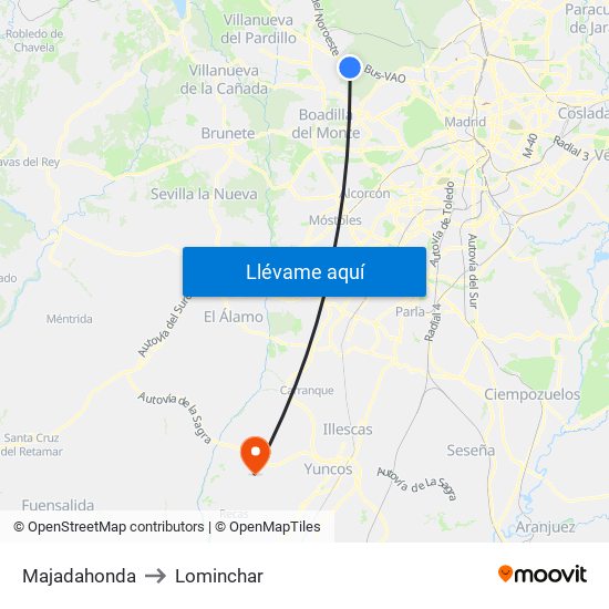 Majadahonda to Lominchar map