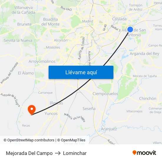 Mejorada Del Campo to Lominchar map