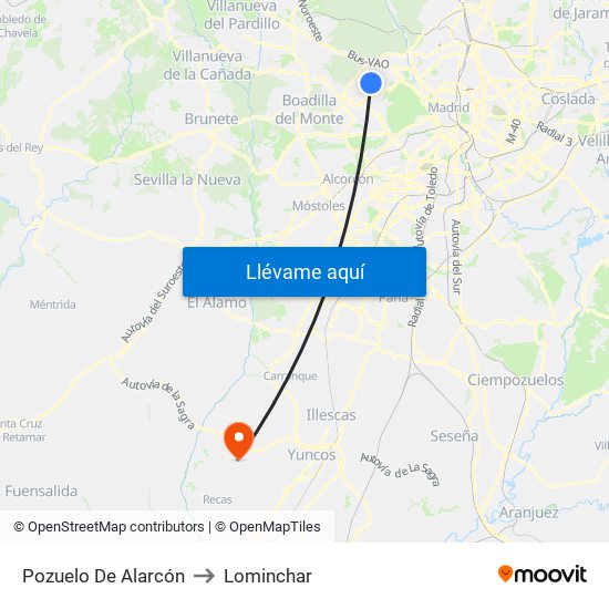 Pozuelo De Alarcón to Lominchar map