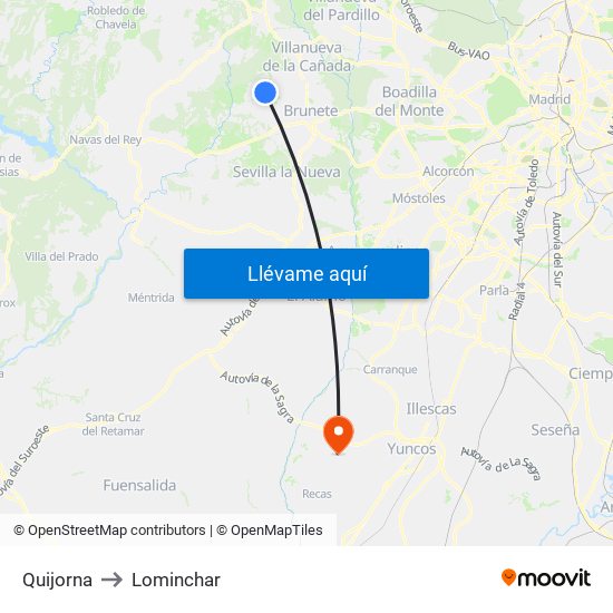 Quijorna to Lominchar map
