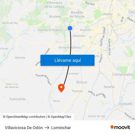 Villaviciosa De Odón to Lominchar map