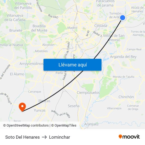 Soto Del Henares to Lominchar map