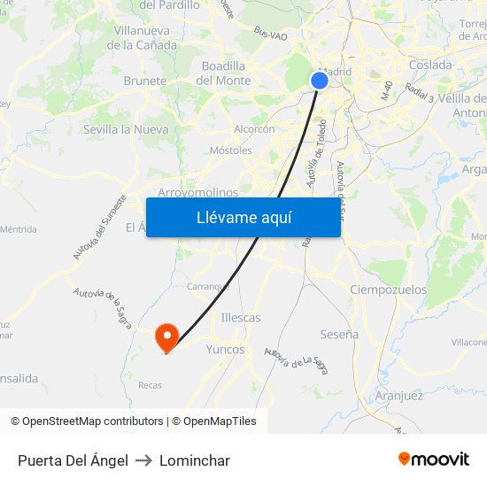 Puerta Del Ángel to Lominchar map