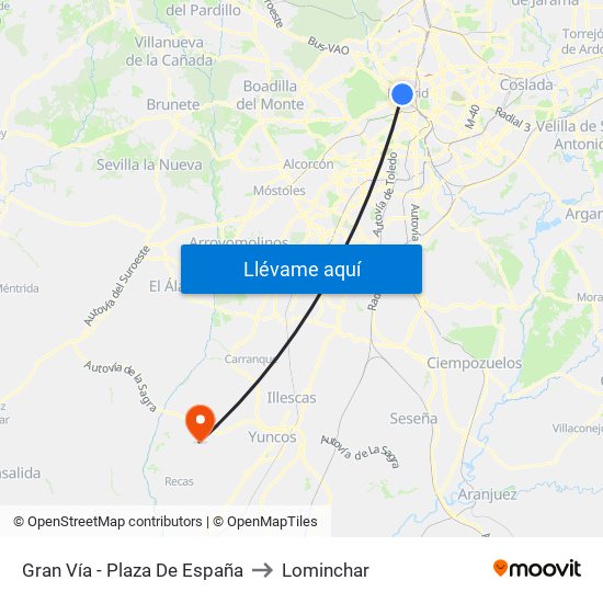 Gran Vía - Plaza De España to Lominchar map