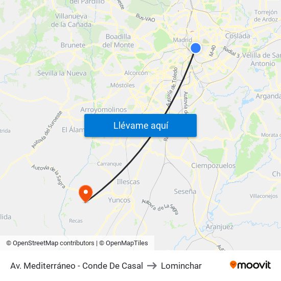 Av. Mediterráneo - Conde De Casal to Lominchar map