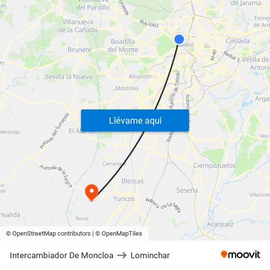 Intercambiador De Moncloa to Lominchar map