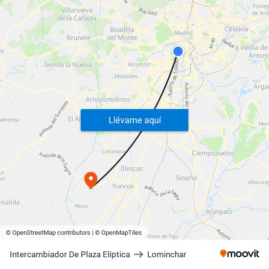 Intercambiador De Plaza Elíptica to Lominchar map