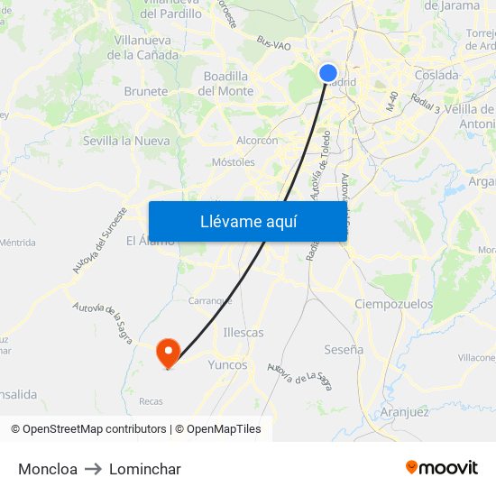 Moncloa to Lominchar map