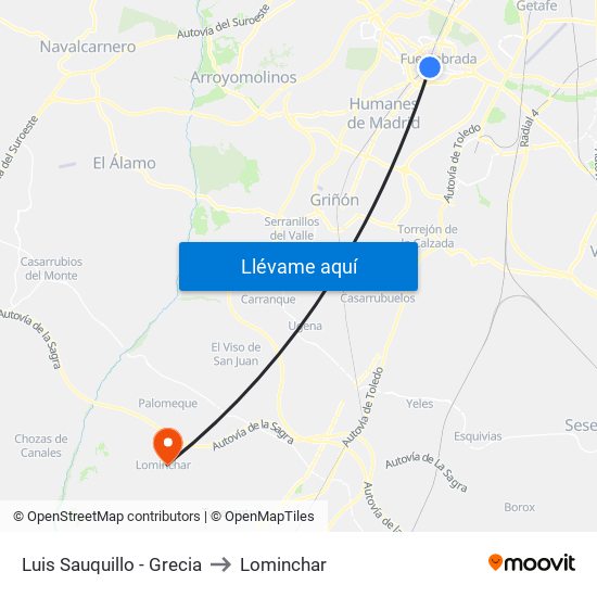 Luis Sauquillo - Grecia to Lominchar map