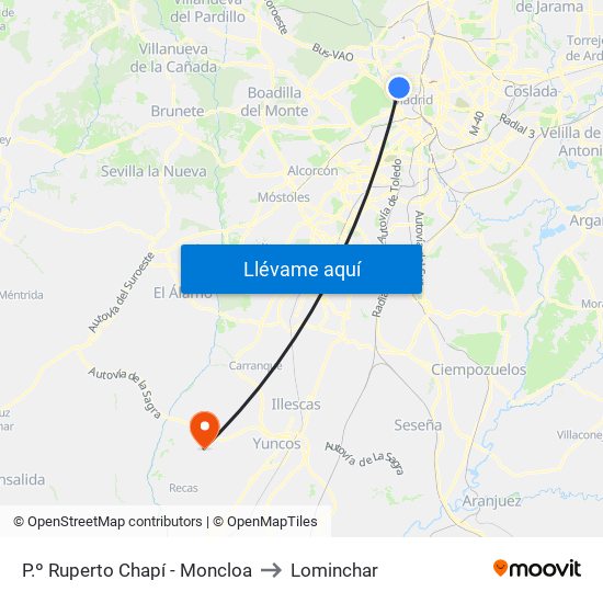 P.º Ruperto Chapí - Moncloa to Lominchar map