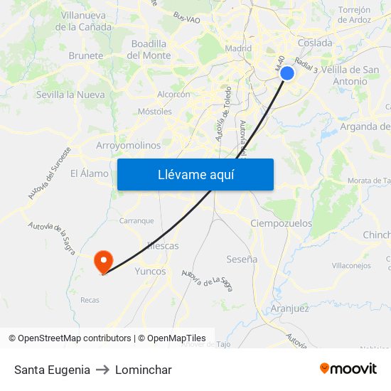 Santa Eugenia to Lominchar map