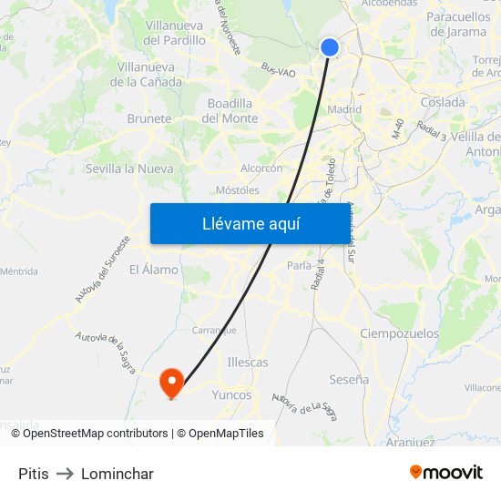 Pitis to Lominchar map